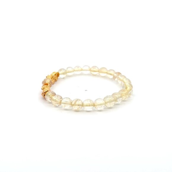 18K Gold Pixiu Double Piyao Bracelet Gemstones Citrine November Birthstones 6m - Picture 3 of 5